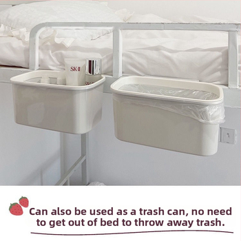Κρεμαστό καλάθι αποθήκευσης δίπλα στο κρεβάτι, πλαστικό, πολυλειτουργικό, εγκατάσταση με γάντζο, 1 επίπεδο, για γραφείο και υπνοδωμάτιο