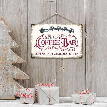 Decor de perete din lemn pentru cafenea: Listă clasică de băuturi, cacao caldă