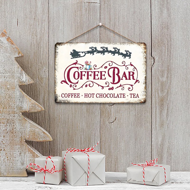 Decor de perete din lemn pentru cafenea: Listă clasică de băuturi, cacao caldă