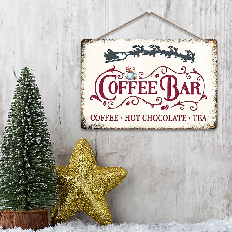 Decor de perete din lemn pentru cafenea: Listă clasică de băuturi, cacao caldă