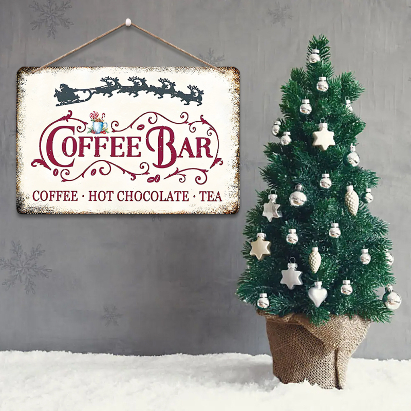 Decor de perete din lemn pentru cafenea: Listă clasică de băuturi, cacao caldă