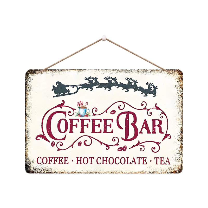 Decor de perete din lemn pentru cafenea: Listă clasică de băuturi, cacao caldă