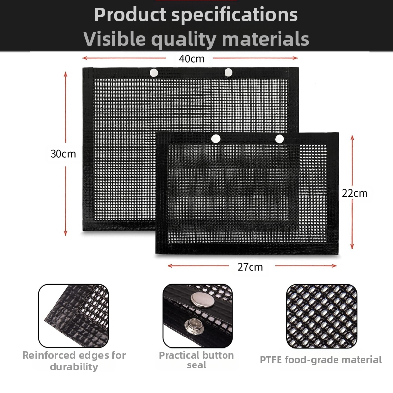 Барбекю мрежеста чанта за скара, тефлоново покритие, квадратна форма, не залепва, издържа на високи температури