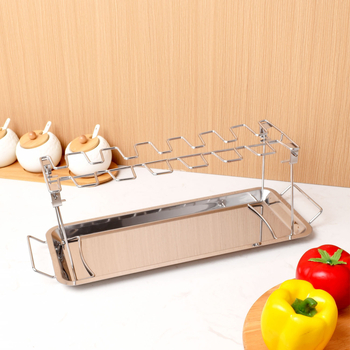 Nerūdijančio plieno sulankstoma grilis vištienos šlaunims, stačiakampio formos, lauko kepsninė su grotelėmis, svoris 85