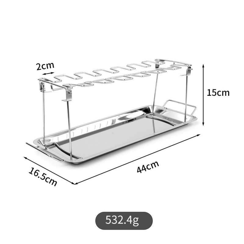 Nerūdijančio plieno sulankstoma grilis vištienos šlaunims, stačiakampio formos, lauko kepsninė su grotelėmis, svoris 85