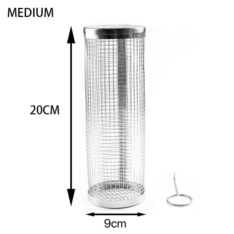 Кръгла неръждаема стомана ролкова барбекю клетка с електроплакиране и полиране; преносима, лесна за почистване и устойчива на ръжда; възможна персонализация