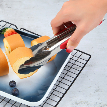 Raudonos rankenos nerūdijančio plieno maisto klipsos, neslystantis, atsparus aukštoms temperatūroms, daugiafunkcinis virtuvės klipsas duonai ir daržovėms, dydžiai 9, 12 arba 14 colių