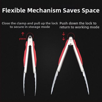 Raudonos rankenos nerūdijančio plieno maisto klipsos, neslystantis, atsparus aukštoms temperatūroms, daugiafunkcinis virtuvės klipsas duonai ir daržovėms, dydžiai 9, 12 arba 14 colių