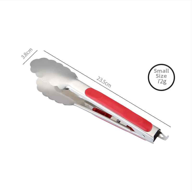 Raudonos rankenos nerūdijančio plieno maisto klipsos, neslystantis, atsparus aukštoms temperatūroms, daugiafunkcinis virtuvės klipsas duonai ir daržovėms, dydžiai 9, 12 arba 14 colių