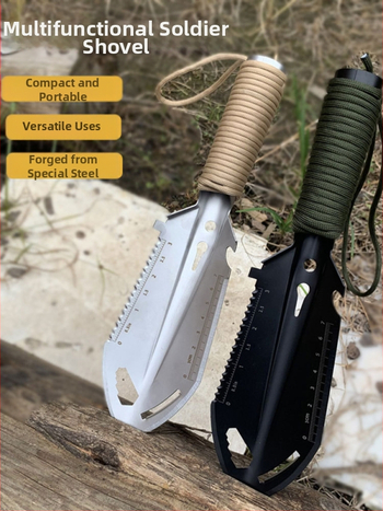 Ārā lāpsta kempingam, no nerūsējošā tērauda, pārnēsājama un daudzfunkcionāla, piemērota zemei un dārzam