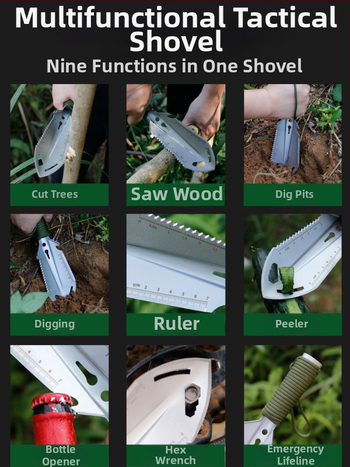 Ārā lāpsta kempingam, no nerūsējošā tērauda, pārnēsājama un daudzfunkcionāla, piemērota zemei un dārzam