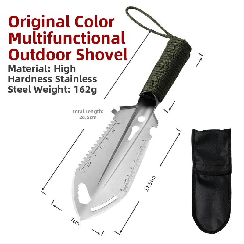 Ārā lāpsta kempingam, no nerūsējošā tērauda, pārnēsājama un daudzfunkcionāla, piemērota zemei un dārzam