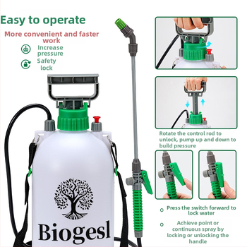 Biogesl Ραχιαίος Ψεκαστήρας, Πλαστικός, Χειροκίνητος Ψεκαστήρας Με Αεροπίεση Για Οικιακό Καθαρισμό, Κήπο Και Πλύσιμο Αυτοκινήτου