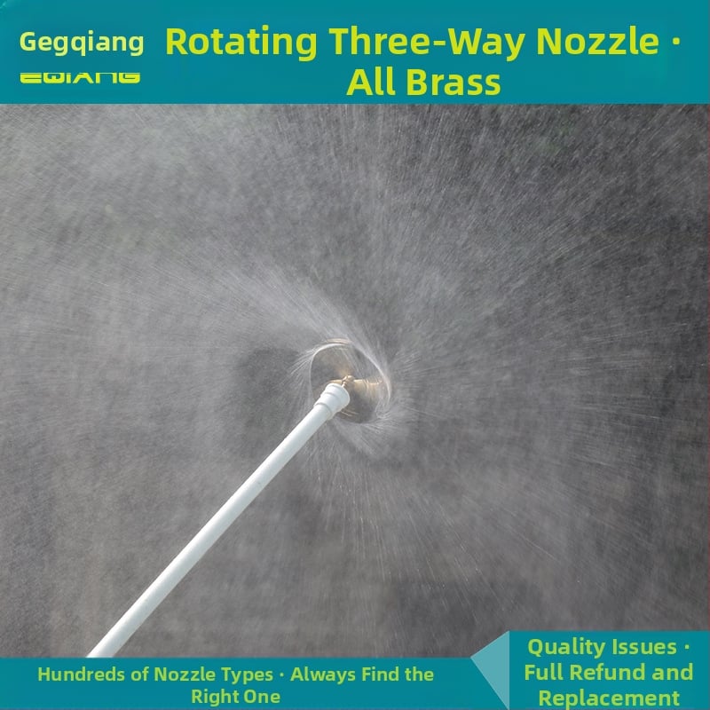 Latūninis vėjo malūno formos sukimasis purkštuvas su trim purkštuvais, vandens rūkas – išorinis sriegio jungtis, modelis GQ601104, atmosferos slėgis, vanduo