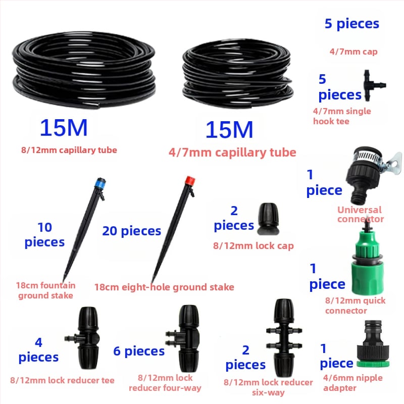 Laistymo komplektas – DIY, PVC ir ABS, 70 L talpa, automatinis laistymas su laikmačiu namų sode