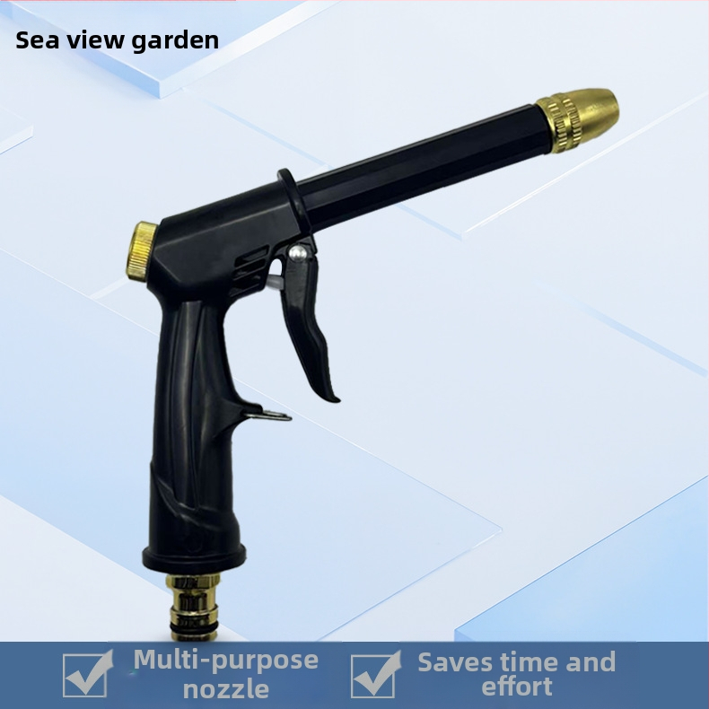 Автомивъчен пистолет за високо налягане, глава с алумино-медно покритие, корпус и ръкохватка от инженерни пластмаси, чешмяно налягане, тегло 0,098 кг