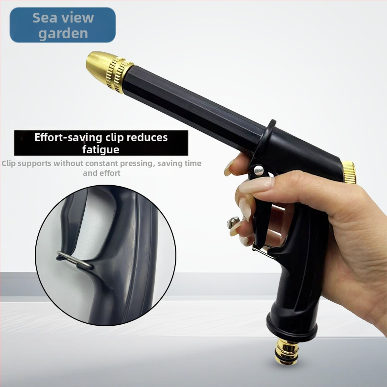 Автомивъчен пистолет за високо налягане, глава с алумино-медно покритие, корпус и ръкохватка от инженерни пластмаси, чешмяно налягане, тегло 0,098 кг