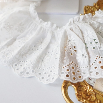 Δαντελένια κεντημένη άκρη – μοτίβο ηλίανθος – βαμβακερό ύφασμα – πλάτος 13,5 cm