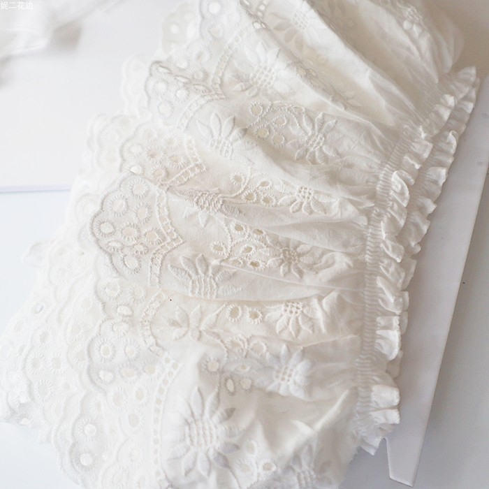 Δαντελένια κεντημένη άκρη – μοτίβο ηλίανθος – βαμβακερό ύφασμα – πλάτος 13,5 cm