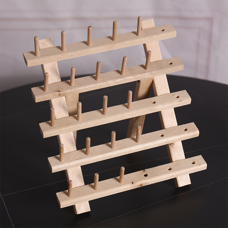 Raft din lemn pentru bobine, depozitare a firelor de cusut, organizator de masă în stil chinezesc