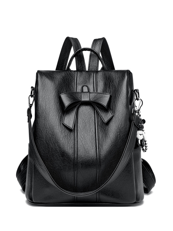 Rucsac cu nod de panglică, anti-furt, pentru călătorii; exterior PU, căptușeală poliester; închidere cu fermoar; buzunare interioare pentru laptop, ID și organizare; impermeabil