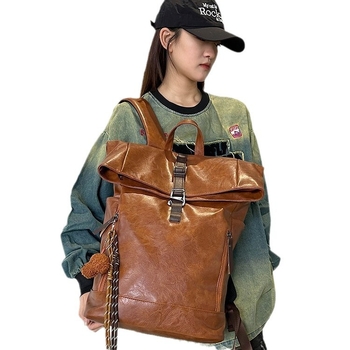 Unisex ρετρό σακίδιο, PU δέρμα, αδιάβροχο, 20-35 L, χωράει 14 ιντσών φορητό, αναπνεύσιμο πίσω πάνελ, κατάλληλο για πόλη και ταξίδια