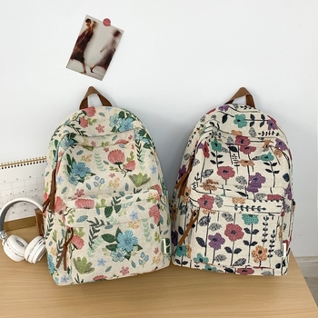Νάιλον σακίδιο με φλοράλ μοτίβο, χωρητικότητας 20–35L, χωρά 14 ιντσών λάπτοπ, ελαφρύ για σχολείο και ταξίδια