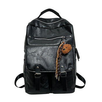 Σχολική τσάντα μεγάλης χωρητικότητας, unisex, αστικός μινιμαλισμός, PU υλικό; χωρητικότητα κάτω από 20 L; χωράει φορητό 15 ιντσών; καμπύλοι ιμάντες ώμου; επένδυση πολυεστέρα