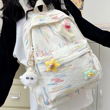 Σχολικό σακίδιο για κορίτσια – φρέσκο και γλυκό στυλ, Oxford ύφασμα, χωρητικότητα μέχρι 20 λίτρα, χωράει 14 ιντσών φορητό, ιμάντες με μαξιλάρι αέρα, σχέδιο με ρίγες