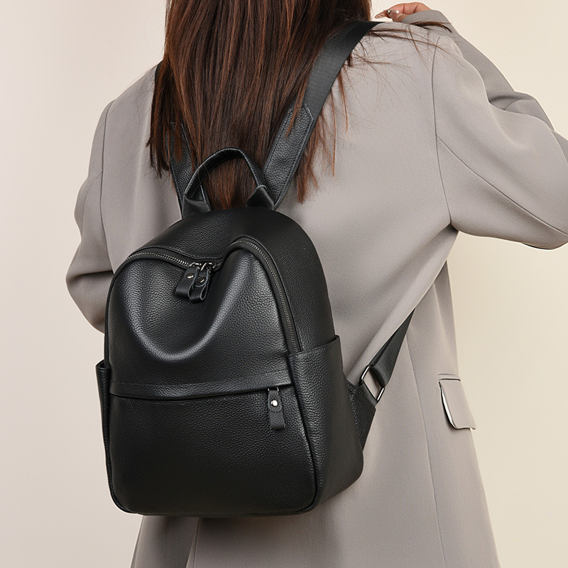 Σακίδιο πλάτης από γνήσιο δέρμα πρώτης στρώσης, street style, κλείσιμο με φερμουάρ, εσωτερική τσέπη με φερμουάρ και θήκη για ID, επένδυση πολυεστέρα, Χειμερινή 2024