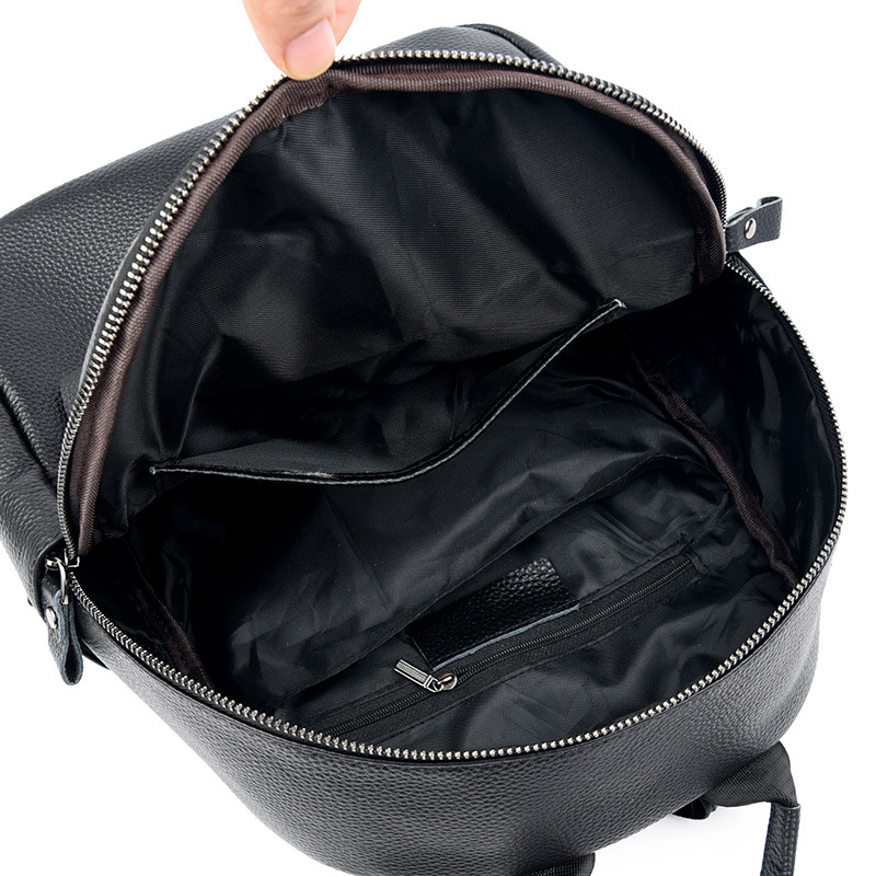 Σακίδιο πλάτης από γνήσιο δέρμα πρώτης στρώσης, street style, κλείσιμο με φερμουάρ, εσωτερική τσέπη με φερμουάρ και θήκη για ID, επένδυση πολυεστέρα, Χειμερινή 2024