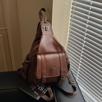 PU anyagú kis utazó multifunkcionális hátizsák, városi minimalista stílus, 2025 tavasz, fedéllel ellátott táska, belső cipzáras zseb