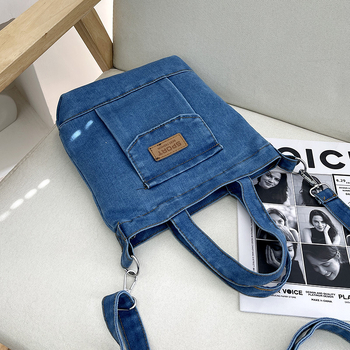 Τσάντα ώμου τύπου tote από καμβά με φερμουάρ, εσωτερική τσεπούλα, χωρίς επένδυση