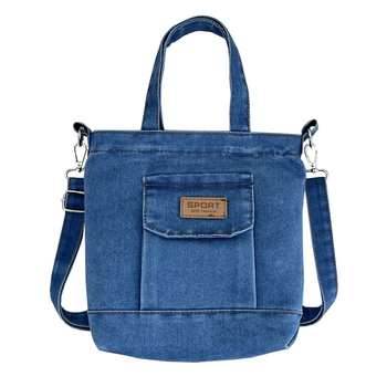 Τσάντα ώμου τύπου tote από καμβά με φερμουάρ, εσωτερική τσεπούλα, χωρίς επένδυση