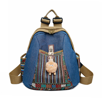 Τζιν σακίδιο με street-trend σχεδίαση, αναπνεύσιμο και ελαφρύ, unisex, για καθημερινή χρήση, χωρητικότητα κάτω από 20 L, χωρά 10-ιντσών φορητός υπολογιστής