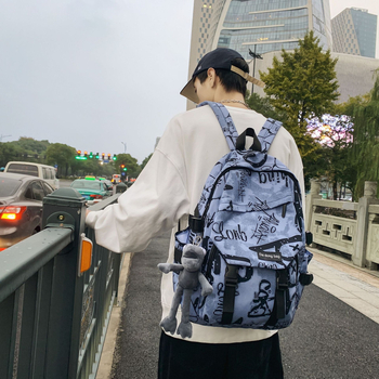 Unisex νάιλον σακίδιο με σχέδιο γραμμάτων graffiti, κατάλληλο για φορητό 8 ιντσών, ιμάντες με αερόσφυρα για μείωση βάρους