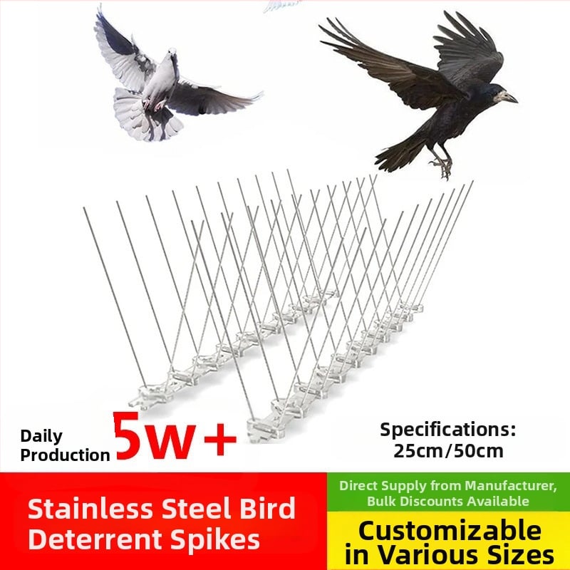 Paukščių atbaidymo spygliai sodui su plastine baze ir 304 nerūdijančio plieno adatomis, tvirti ir patvarūs – Gold Hammer