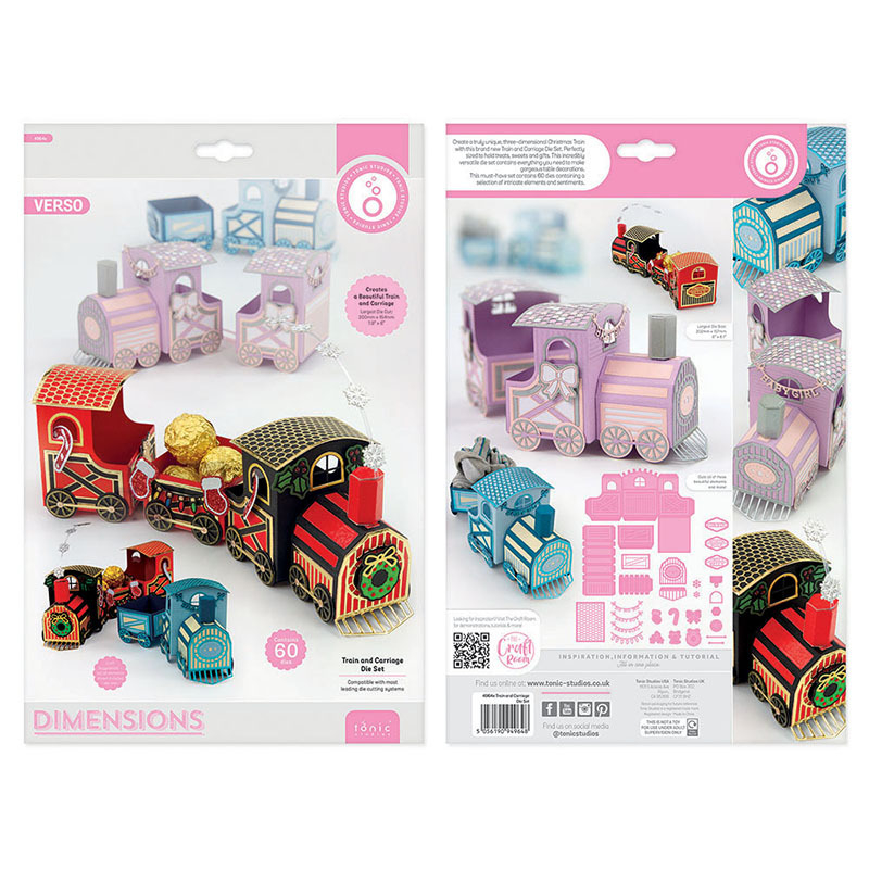 Matriță de tăiere pentru scrapbooking, motiv Train Box Carousel — oțel carbon, gravură prin etching, unelte din metal, stil modern minimalist