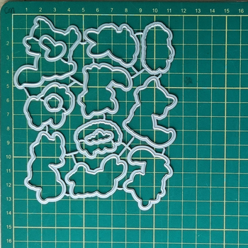 3853 Διαφανής σιλικόνη σφραγίδα και μεταλλική φόρμα μαχαιριού από χάλυβα άνθρακα, γεωμετρικός σχεδιασμός με μοτίβο τοπίων λουλουδιών, χάραξη με παραμετροποίηση για οικιακή διακόσμηση