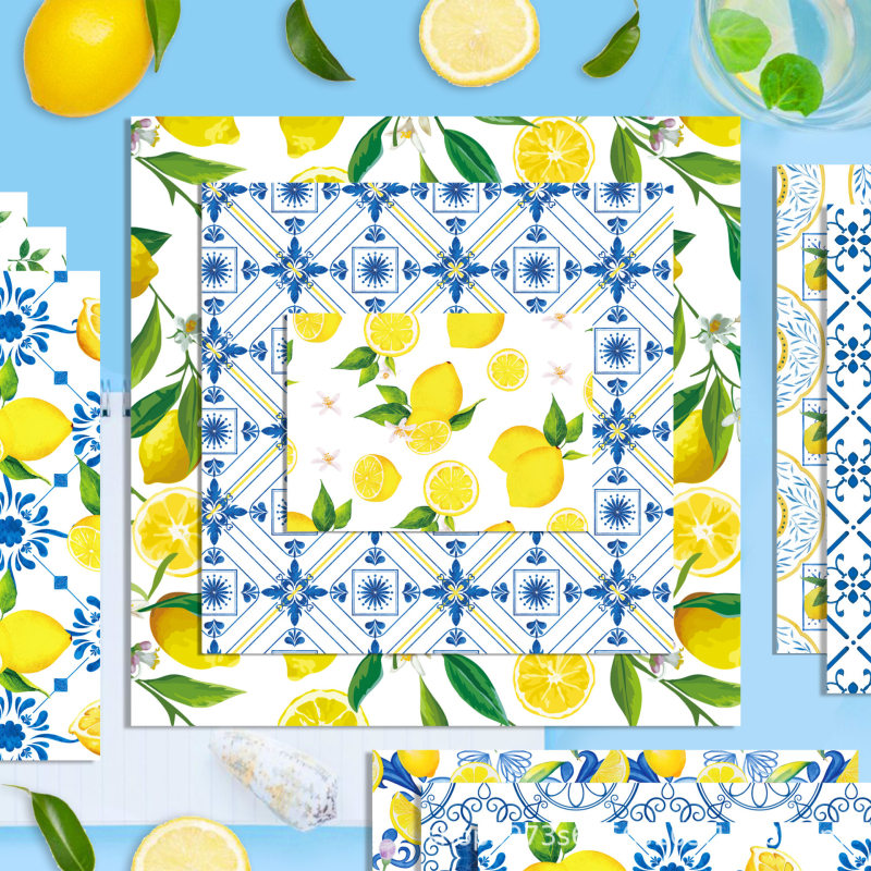 Χαρτί φόντου για scrapbooking – μοτίβο λεμόνι, θερινό tema, συνθετικό υλικό, μάρκα Yishu, εξουσιοδότηση IP: Όχι