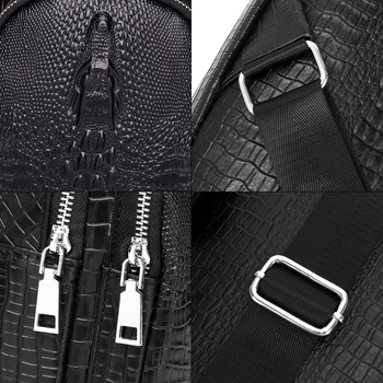 Мъжка кожена чанта за през рамо, с крокодилен модел, истинска кожа от горен слой, водоустойчива, уличен стил