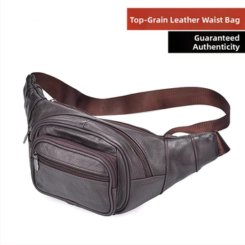 Vyriska juosmens rankinė iš odos pirmojo sluoksnio veršienos odos, atspari vandeniui ir dėvėjimui, pamušalas iš poliesterio, tinkama laisvalaikiui ir kelionėms, pavasaris 2024