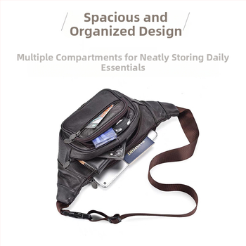 Vyriska juosmens rankinė iš odos pirmojo sluoksnio veršienos odos, atspari vandeniui ir dėvėjimui, pamušalas iš poliesterio, tinkama laisvalaikiui ir kelionėms, pavasaris 2024