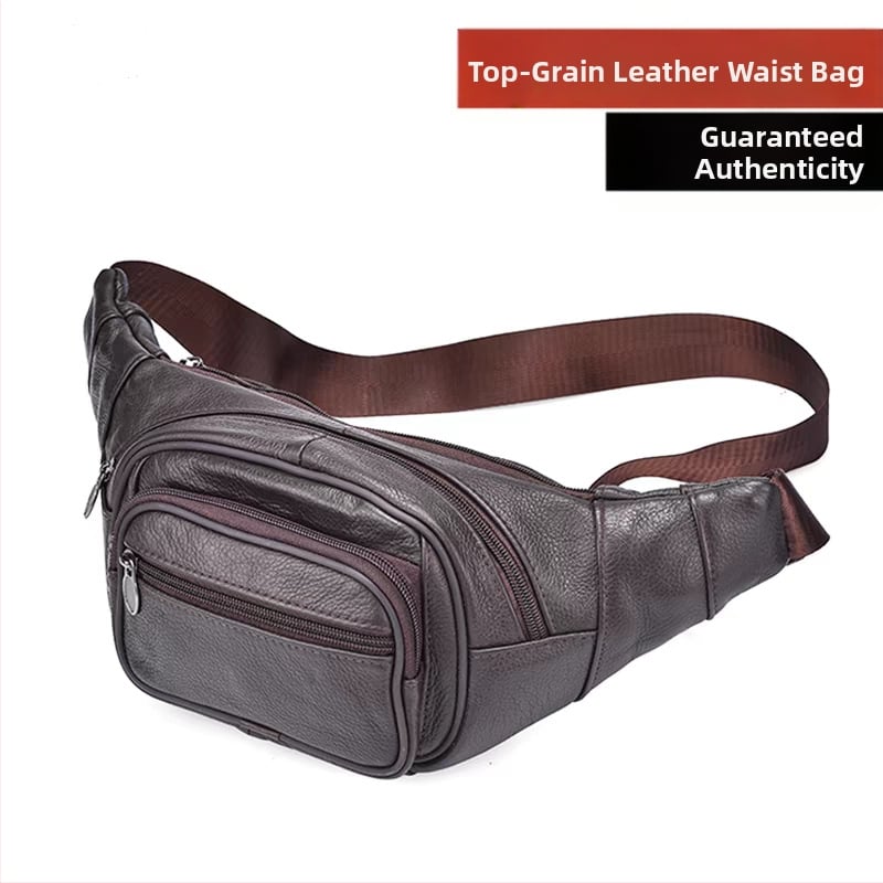 Vyriska juosmens rankinė iš odos pirmojo sluoksnio veršienos odos, atspari vandeniui ir dėvėjimui, pamušalas iš poliesterio, tinkama laisvalaikiui ir kelionėms, pavasaris 2024