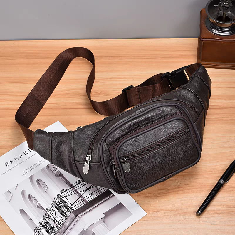 Vyriska juosmens rankinė iš odos pirmojo sluoksnio veršienos odos, atspari vandeniui ir dėvėjimui, pamušalas iš poliesterio, tinkama laisvalaikiui ir kelionėms, pavasaris 2024