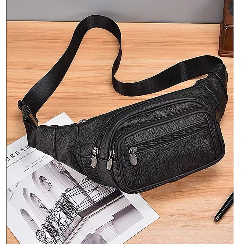 Vyriska juosmens rankinė iš odos pirmojo sluoksnio veršienos odos, atspari vandeniui ir dėvėjimui, pamušalas iš poliesterio, tinkama laisvalaikiui ir kelionėms, pavasaris 2024