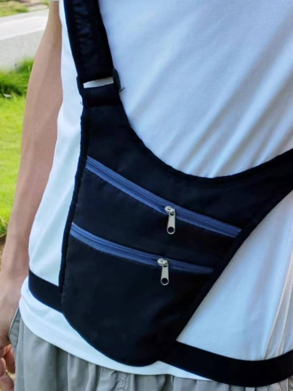 Geantă de talie pentru pașaport și documente, unisex, ultra-subțire, anti-furt, închidere cu fermoar, material Oxford, căptușeală din nylon
