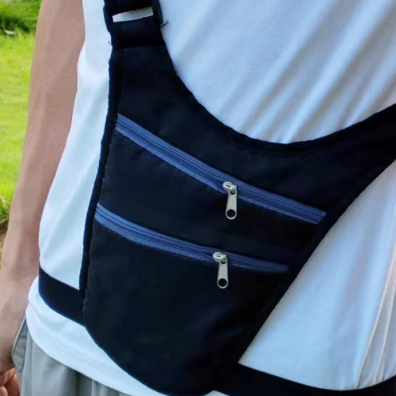 Geantă de talie pentru pașaport și documente, unisex, ultra-subțire, anti-furt, închidere cu fermoar, material Oxford, căptușeală din nylon
