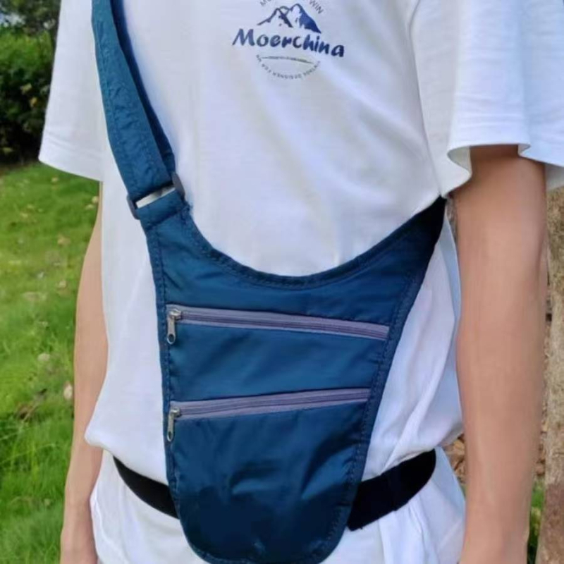 Geantă de talie pentru pașaport și documente, unisex, ultra-subțire, anti-furt, închidere cu fermoar, material Oxford, căptușeală din nylon