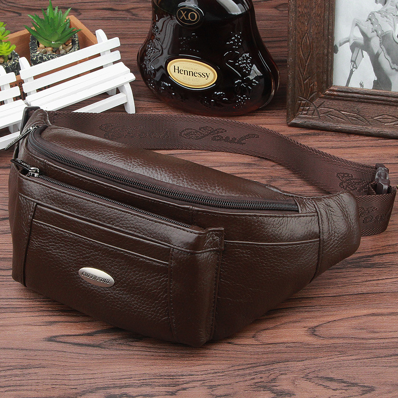 Vyrinė juosmens rankinė iš galvijų odos, Leisure stilius, modelis 7222, užtrauktuko užsegimas, vidinė kišenė su užtrauktuku